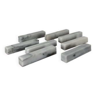 Set of 8 white marble knife holders