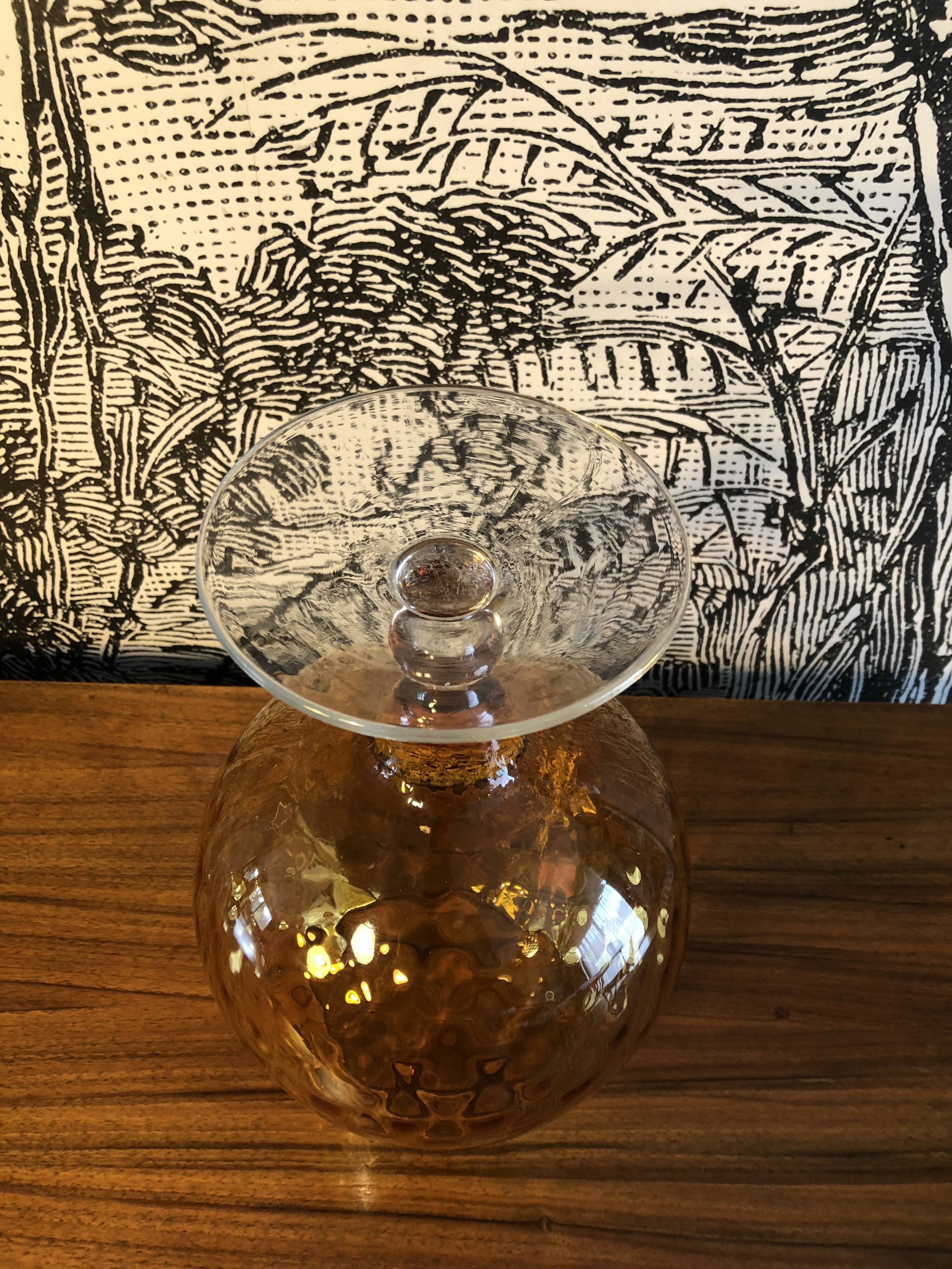 Amber yellow Empoli glass vase Ø20cm