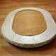 Vintage French White Oval Rattan Mirror Plywood Back Hanging Hook.