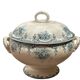 St Amandinoise Ironstone Soup Tureen, Pompadour Model, Blue Floral Decoration