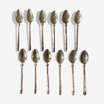 Set 12 teaspoons in solid silver