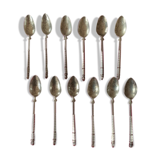 Set 12 teaspoons in solid silver