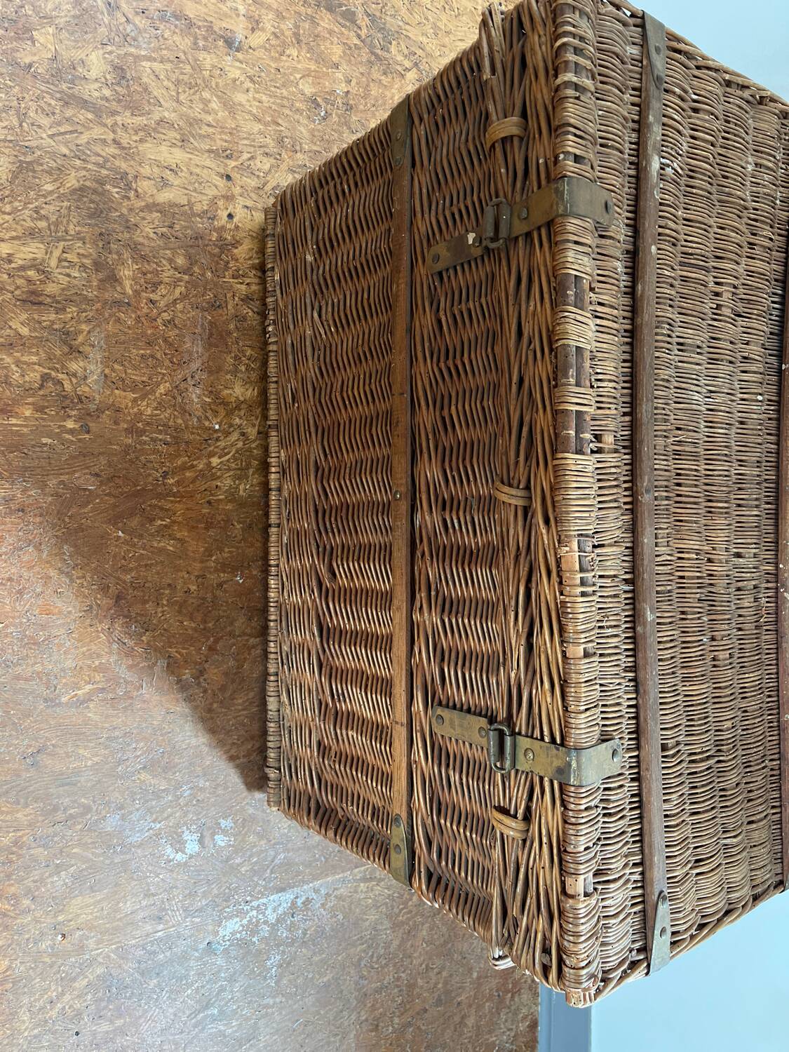 Old wicker transport trunk, early 20th century