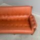 Brutalist, Brazilian style leather lounge sofa, 1960s