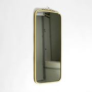 Large heavy long Mid Century brass wall mirror by Münchner Zierspiegel