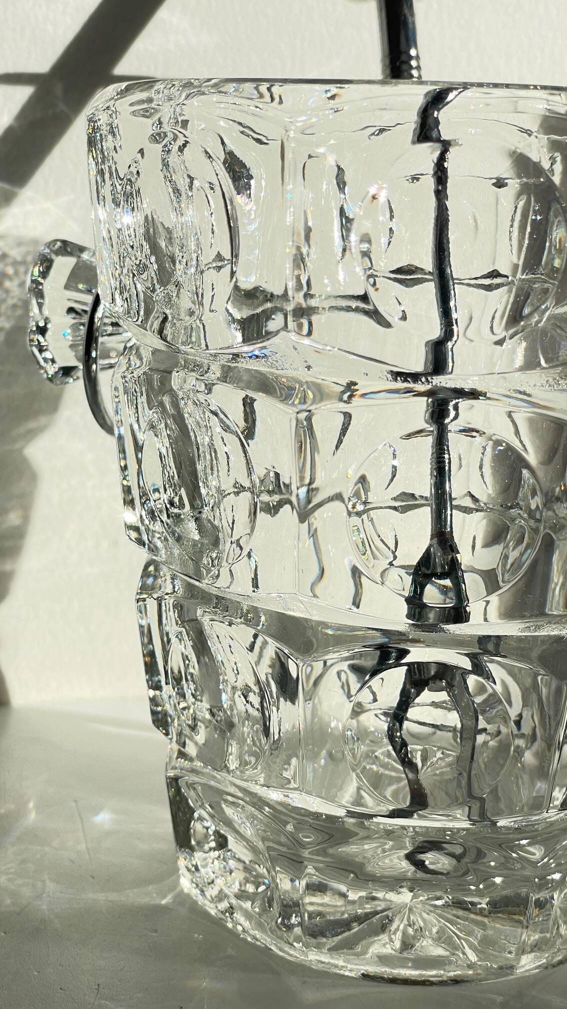 SEAU à Glace Cristal Ciselé et PINCE Vintage