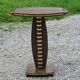Art deco style pedestal table in beech and gold metal