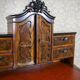 Bureau secrétaire en noyer et placage Louis Philippe antique, 1860