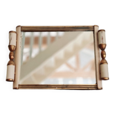 Art deco tray white wood and mirror
