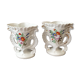 Pair of mariee vases in paris porcelain with floral decoration