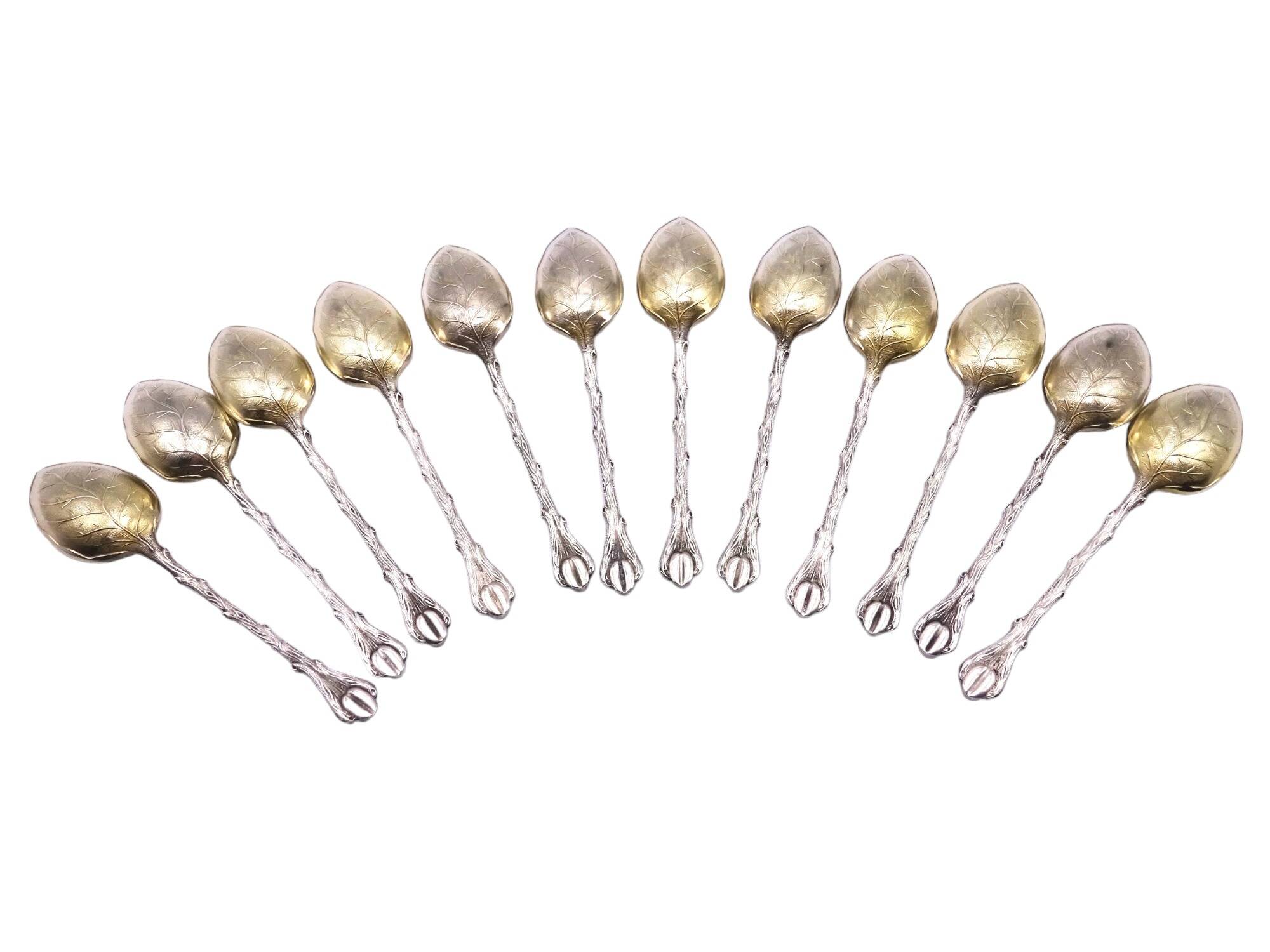 12 silver-plated coffee bean mocha spoons