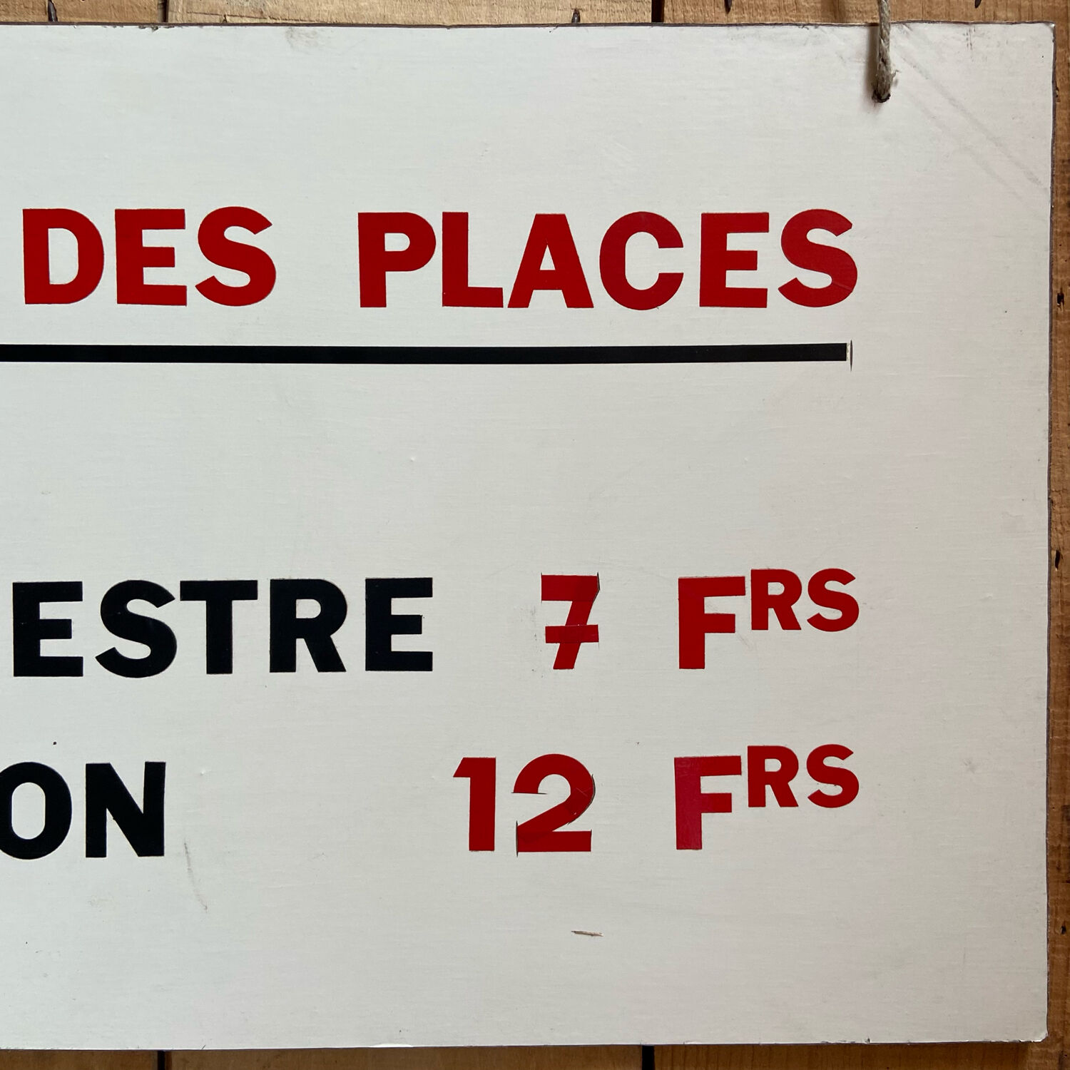 Placard of the price of the tickets of a circus. 1970s