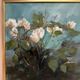 Original Swedish Oil on Canvas – “White Flowers” by M. Jakobsson – Signed – Vintage & Framed – 46 × 44 cm (18.1" × 17.3")
