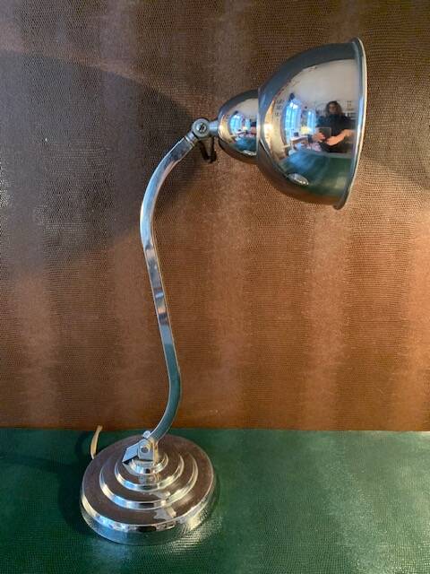 Old desk lamp, Art Deco, in chrome metal-1950