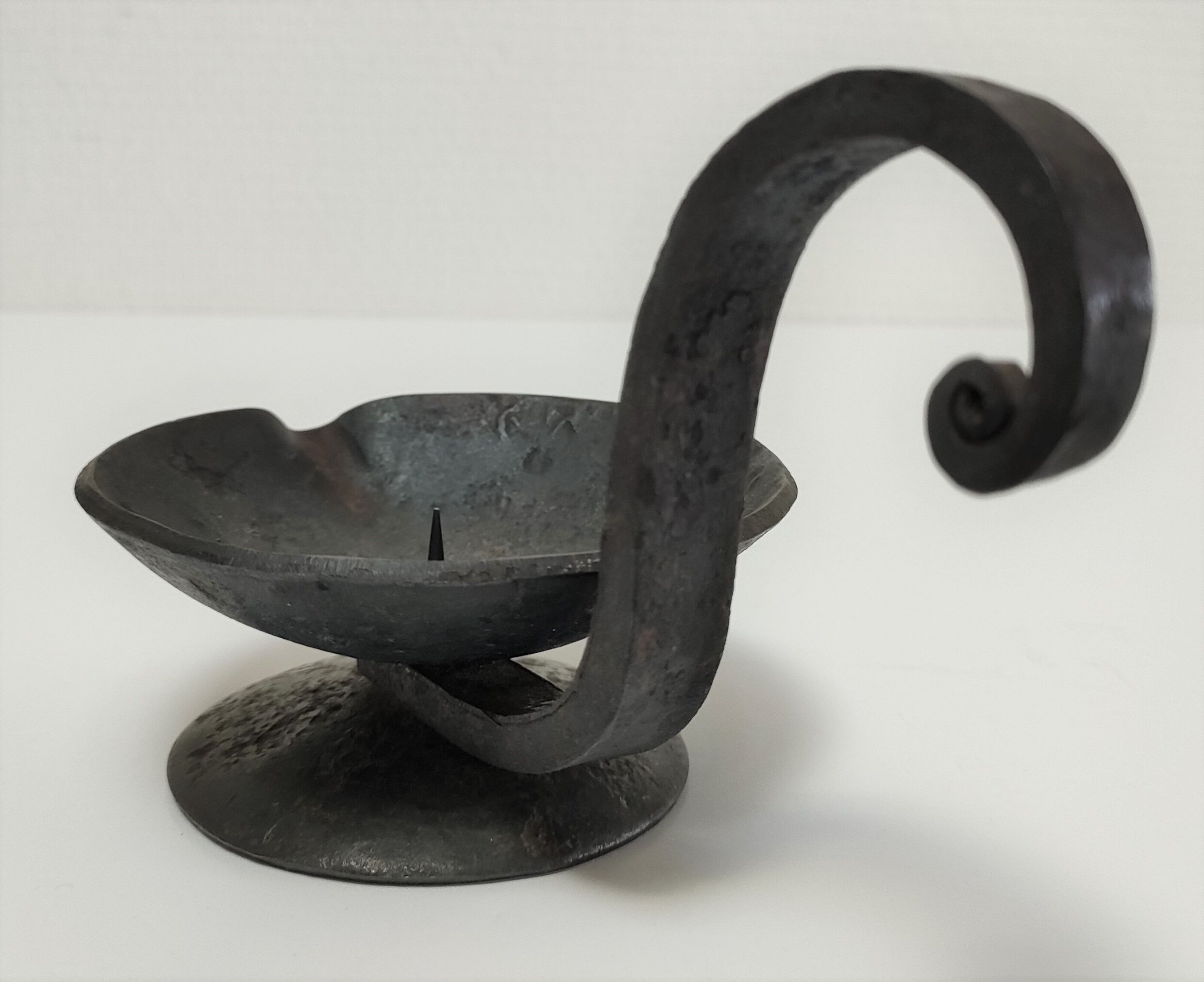 brutalist hand candle holder wrought iron 50s