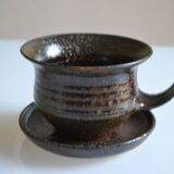 1970s ceramic cup and saucer signed