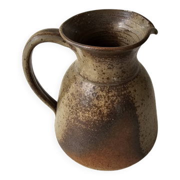 Pyrithed stoneware ceramic pitcher signed GRh. (signature to be identified)