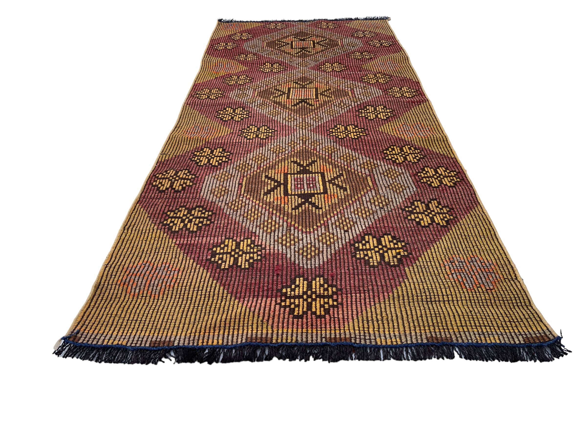 Vintage Turkish Kilim Rug , 226 x 100 cm