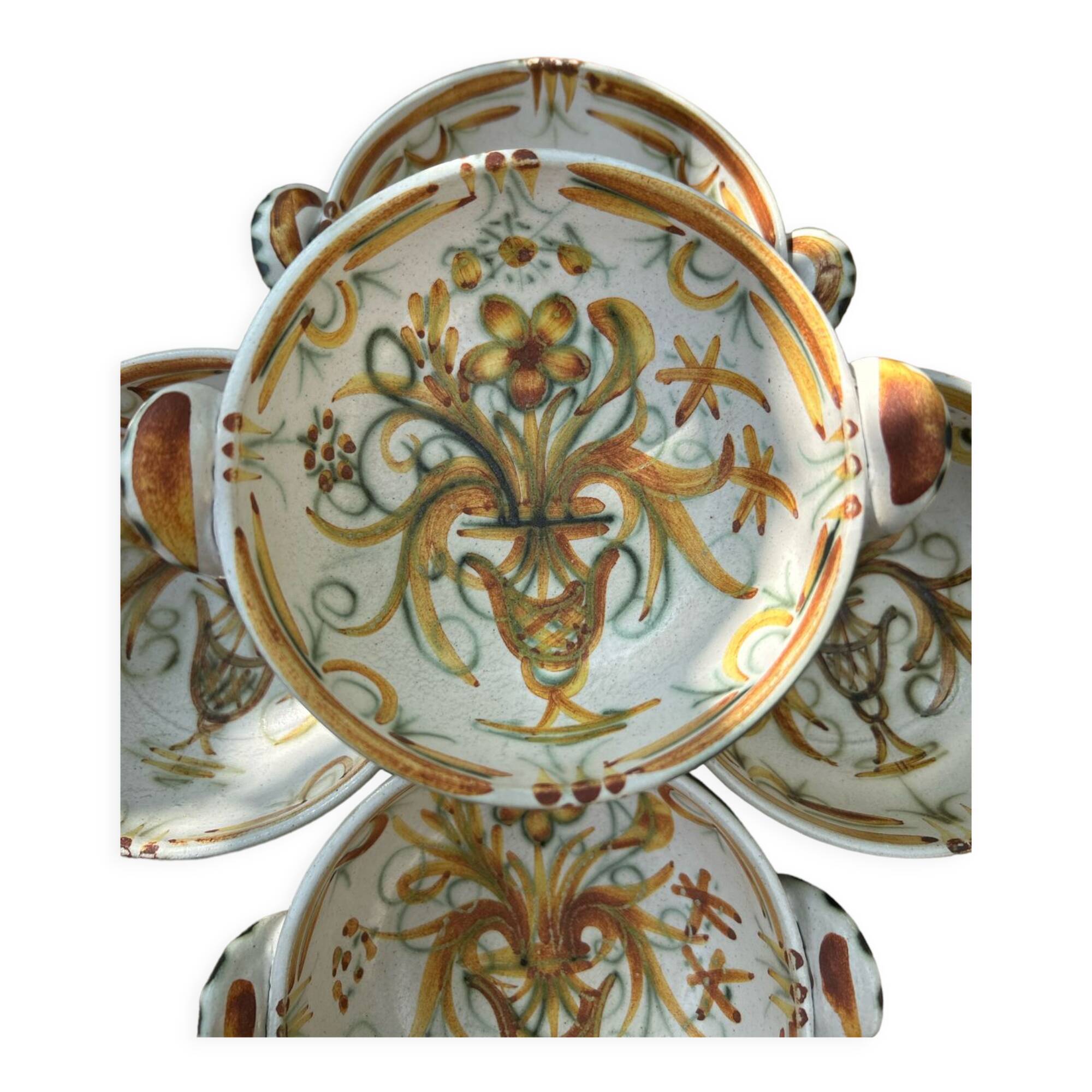 Set of 5 Keraluc Quimper ear bowls