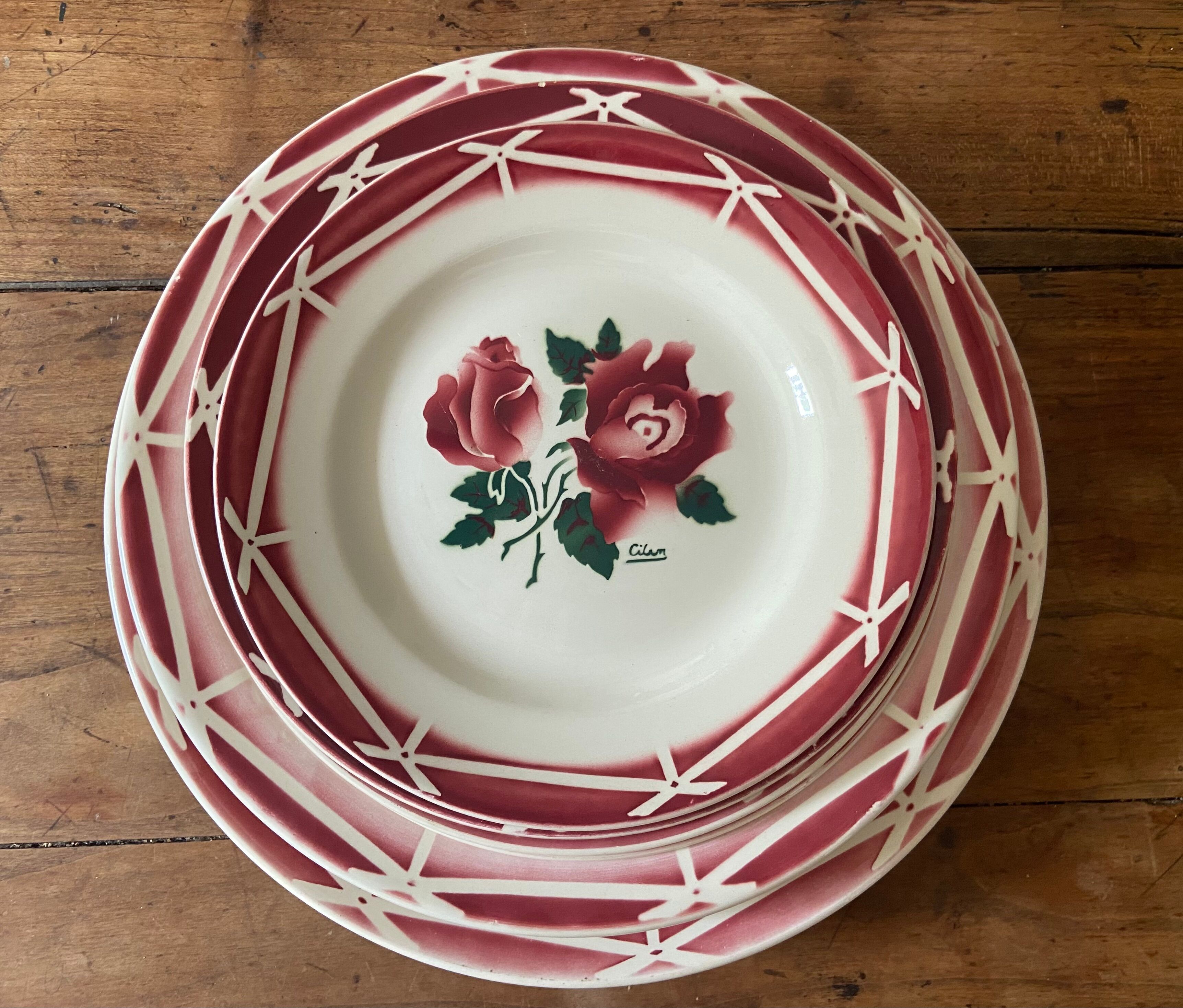 Set of dishes digoin-sarreguemines 40s model cibon