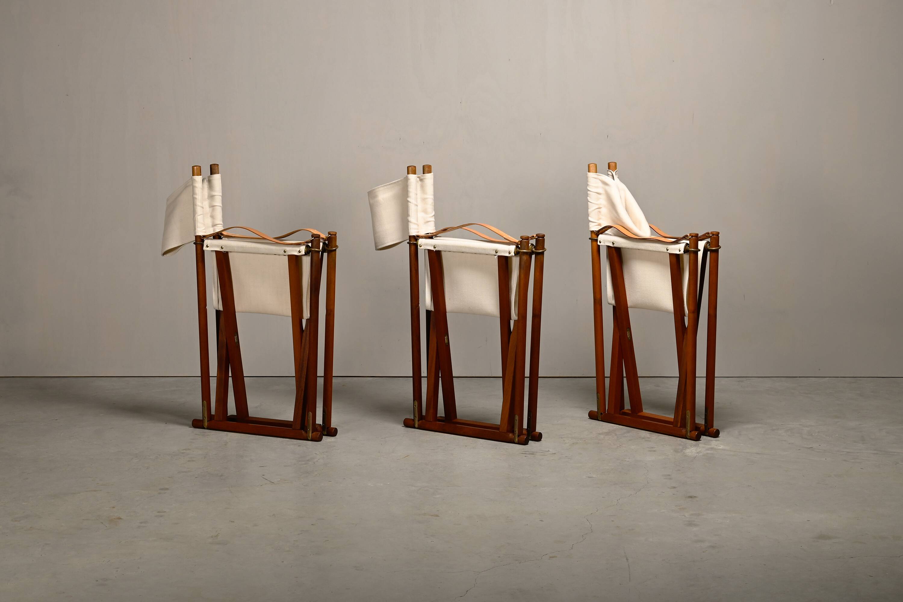 Mogens Koch MK-16 Folding Chair in Teak Wood with Canvas for Rud Rasmussen
