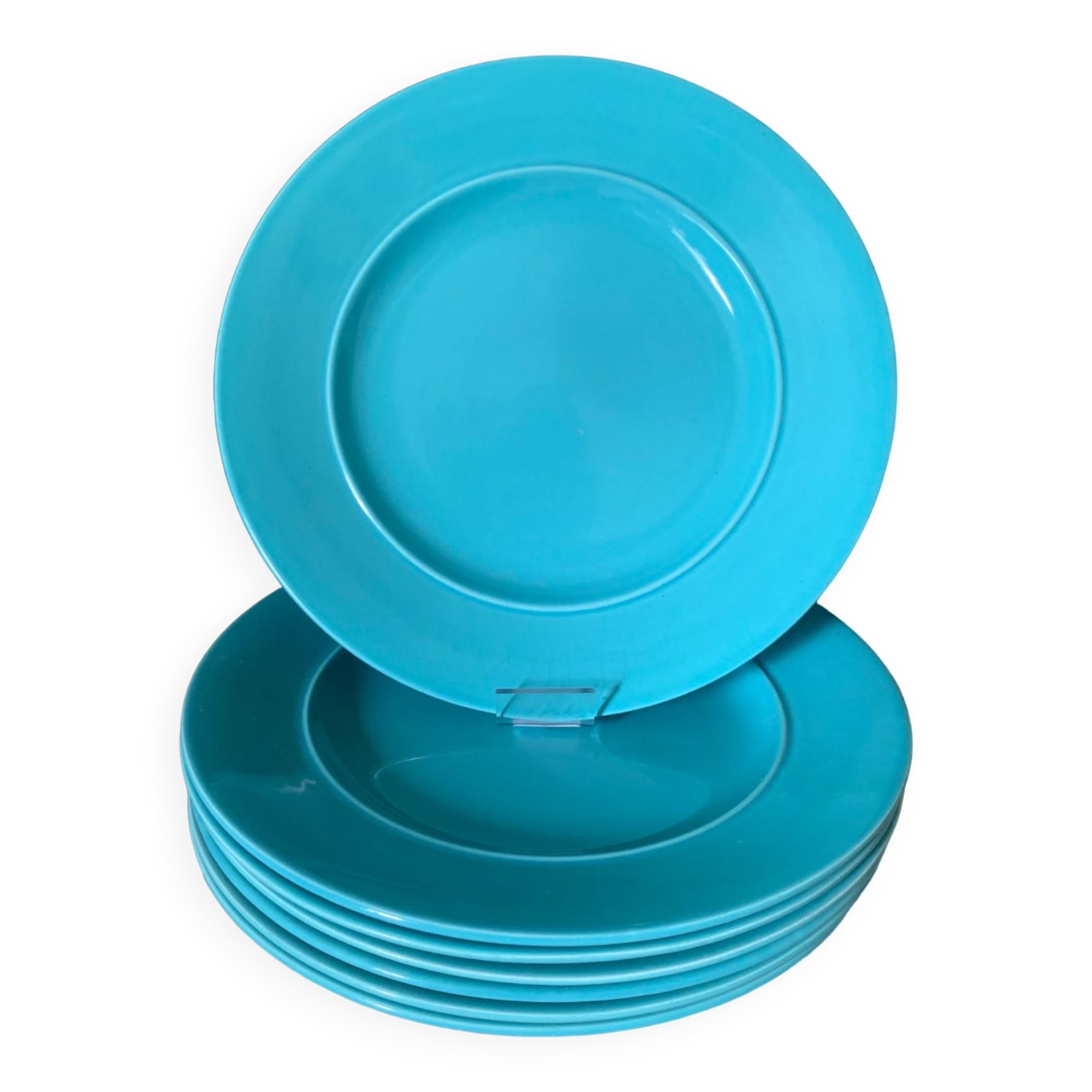 Turquoise blue earthenware plates