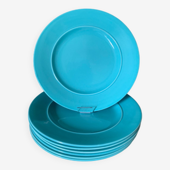 Turquoise blue earthenware plates