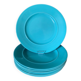 Turquoise blue earthenware plates