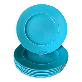 Turquoise blue earthenware plates