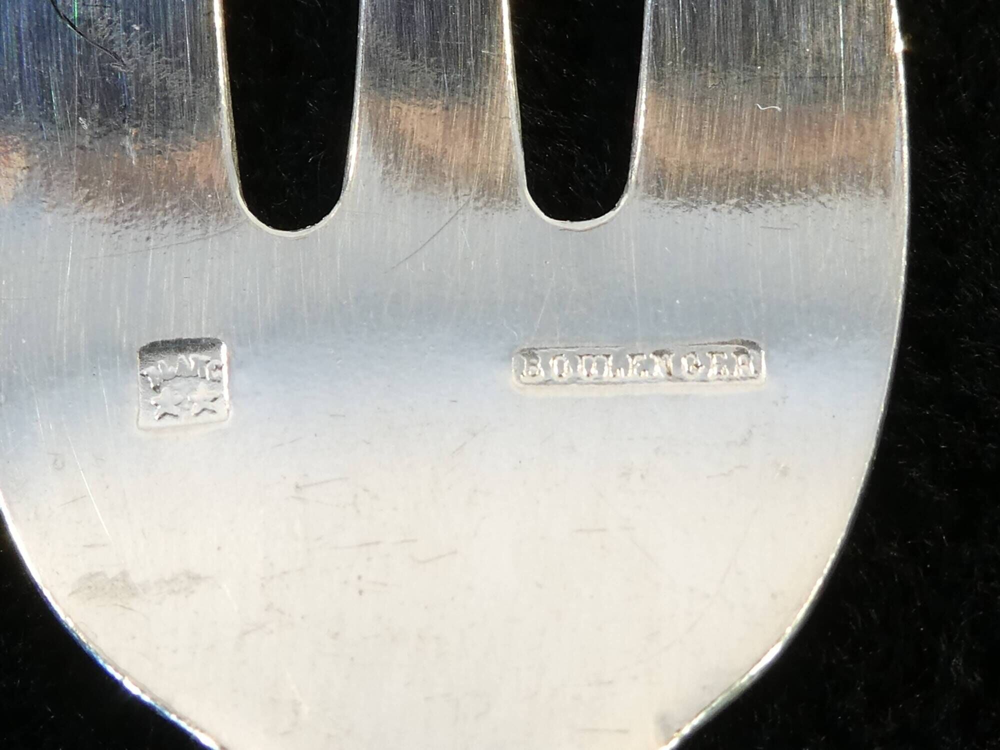 12 oyster forks BOULENGER ART DECO in silver metal Model SUZY