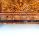 Art Deco Walnut, Briar Root and Ebonized Beech Sideboard, Italy