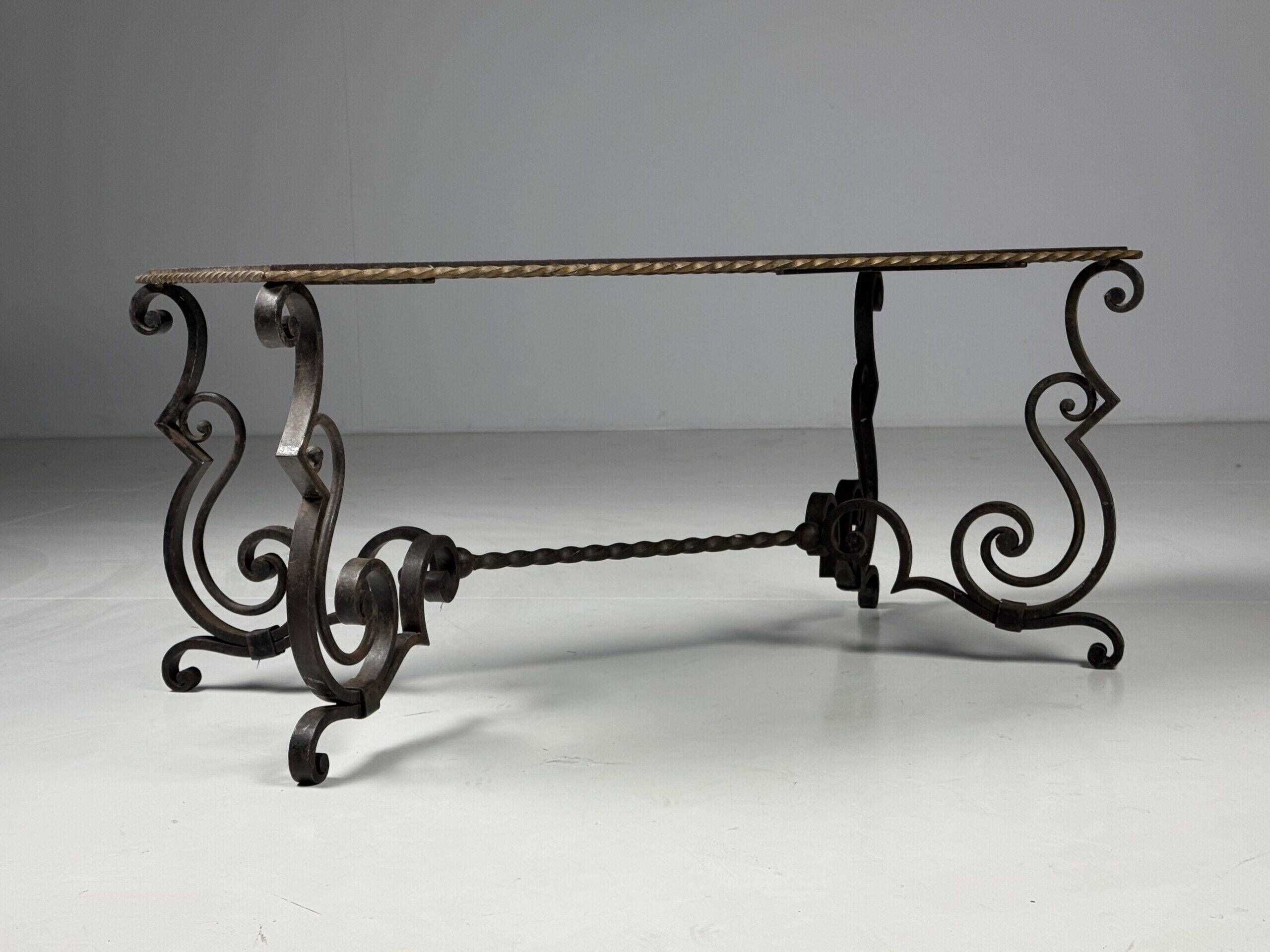 Wrought iron coffee table with mirror glass