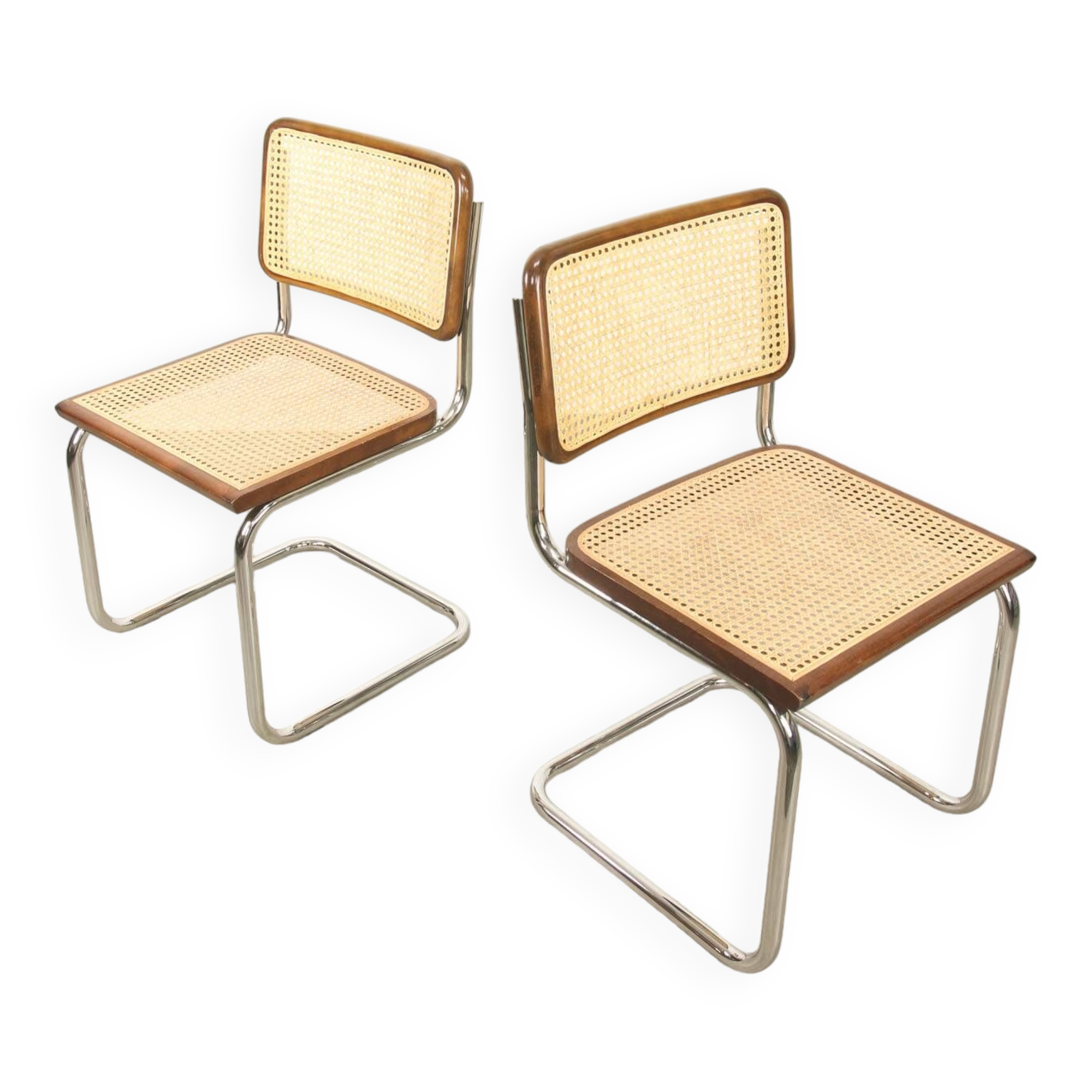Pair of vintage Cesca B32 brown chairs by Marcel Breuer