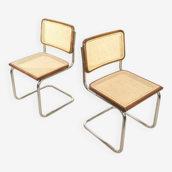 Pair of vintage Cesca B32 brown chairs by Marcel Breuer