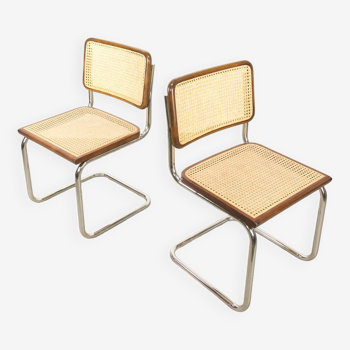 Paire de chaises vintage marron Cesca B32 par Marcel Breuer
