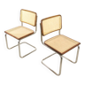 Paire de chaises vintage marron Cesca B32 par Marcel Breuer