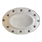 Oval dish with small flowers digoin sarreguemines 50s
