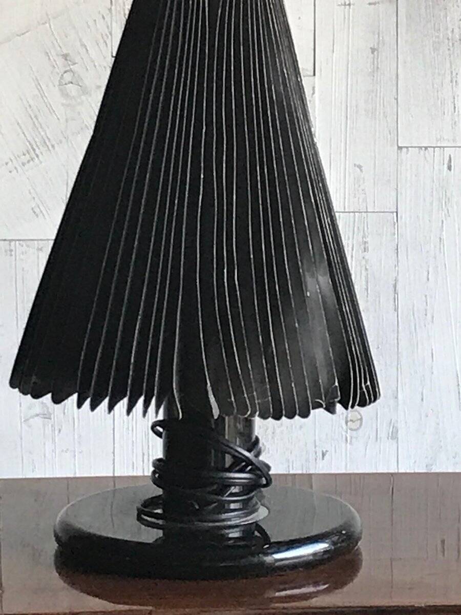 Black metal desk lamp with paper shade in Mid-Century style - 1950s, Czech Republic