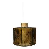 Lamp with outer shade of green glass and inner shade of clear double corrugated crystal glass
