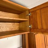 Antique modular shelf in solid French elm from the 60s, vintage