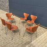 10x Fritz Hansen series 7 Vlinderstoelen in Cognac leather NIEUW!!