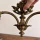 Antique Bronze Ceiling Chandelier with Fringed Glass Tulips, 3 Arms, Art Nouveau