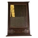 Large mirror in solid oak and beveled glass by André Le Picard 1950