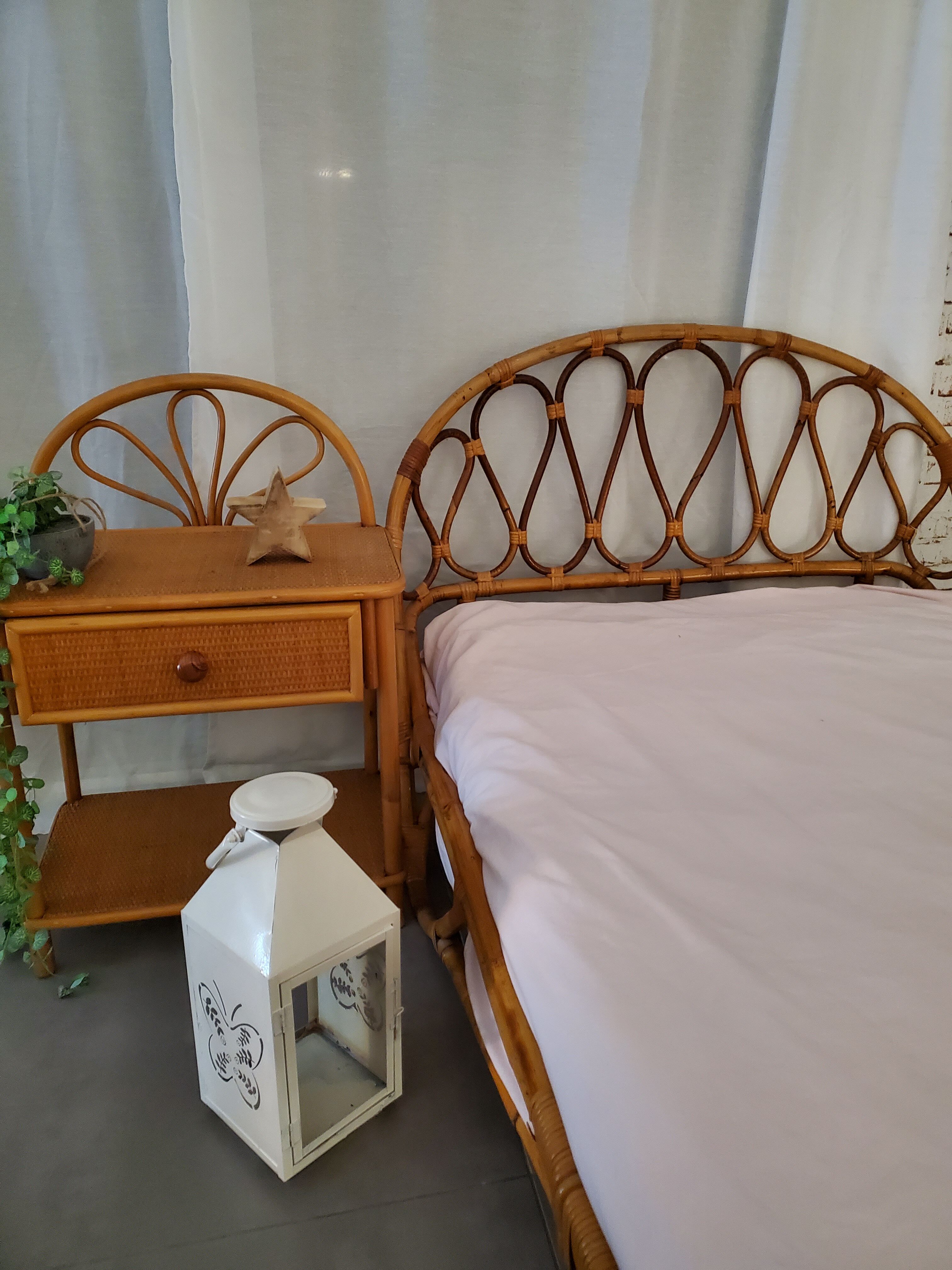 Rattan bed and bedside set