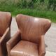 Pair leather wingback armchairs Machalke