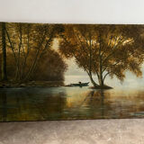 Fishing day, oil on canvas signed A. Parizy