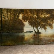Fishing day, oil on canvas signed A. Parizy