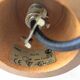 Suspension cylindrique en opaline zébré verre et teck vernis