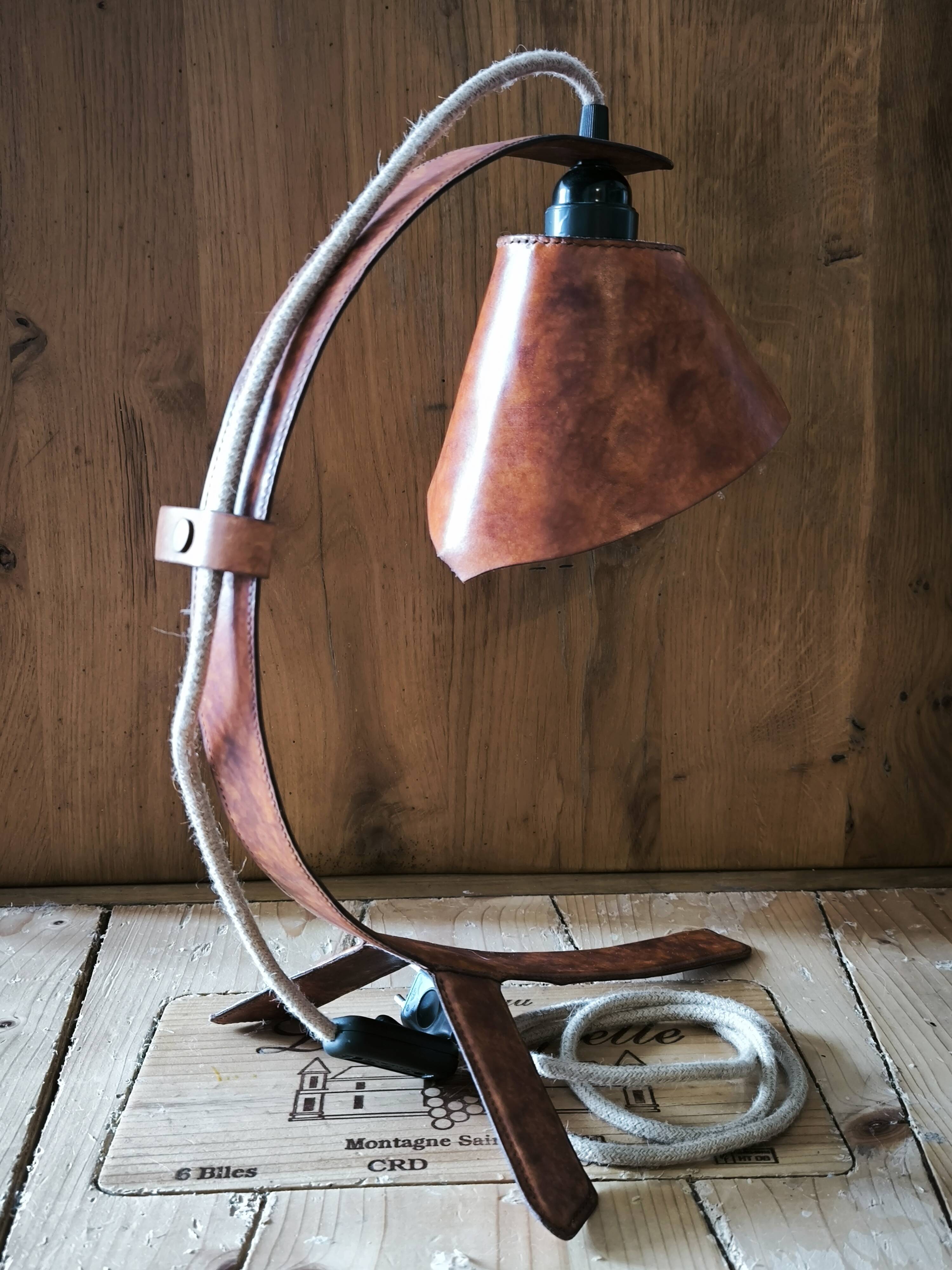 "Organic" Desk Lamp Marble Italian Vegetable Leather & Aluminium
