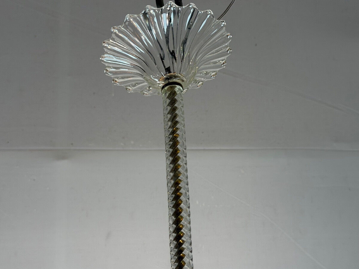 Venetian chandelier in colourless Murano glass and brass, circa 1950.